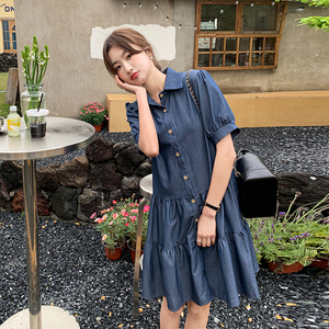 天丝牛仔连衣裙女夏2025新款时尚休闲复古宽松显瘦薄款小个子裙子图片