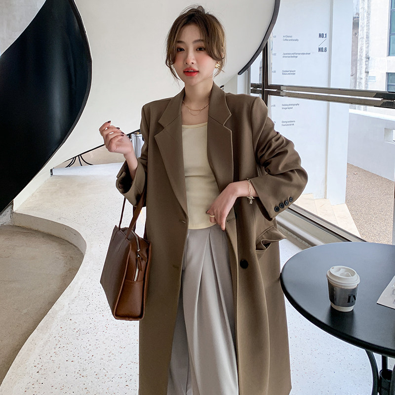 韩版长款风衣女春秋2025年新款春装英伦风宽松显瘦大衣西装外套潮,女装风衣,浙宝088