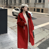 现货M228P285K428冬装新款牛角扣连帽双面毛呢外套羊毛大衣，女装毛呢外套，浙宝088
