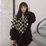 出货中M216P180K278新款棋盘格羊羔毛拼接外套加厚，女装短外套，浙宝088