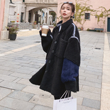 M020P180K278出货中2022冬装新款撞色小香风织带拼接羊羔毛短外套，女装皮草，浙宝088