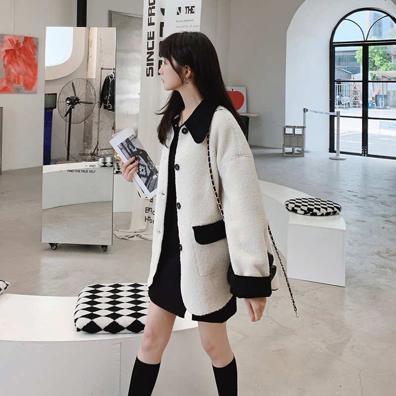 出货M171P185K268冬新款皮毛一体羊羔毛两面穿外套加厚大衣,女装毛呢外套,浙宝088