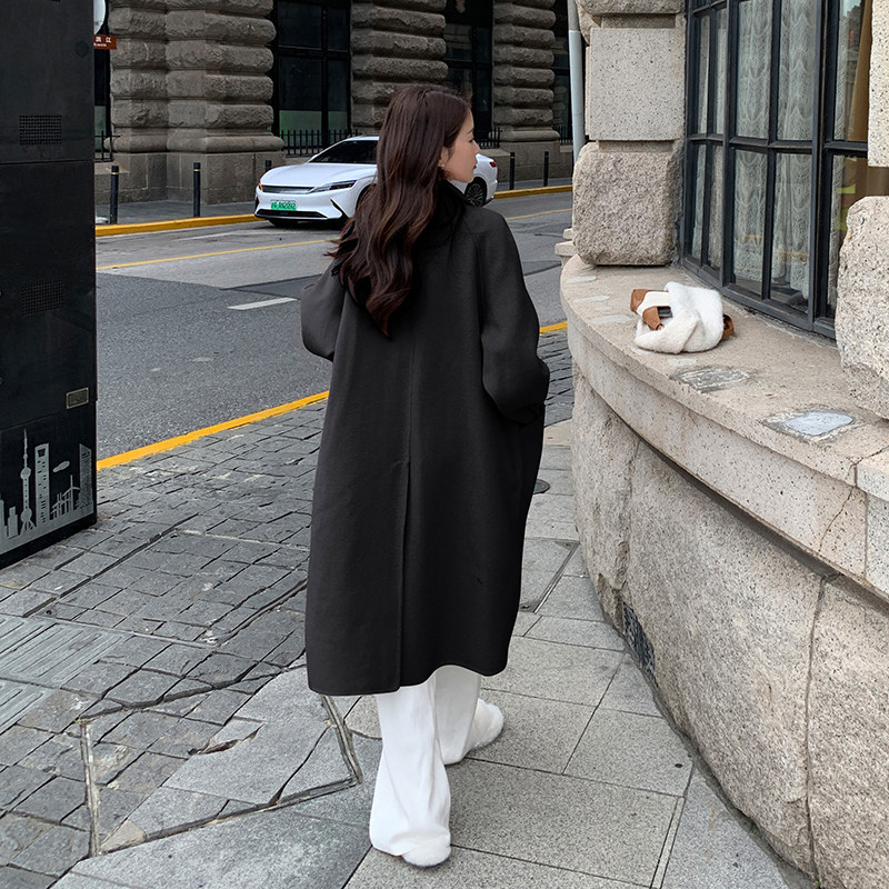 现货M220P275K4182022牛角扣双面毛呢外套中长款大衣2色,女装毛呢外套,浙宝088