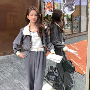 现货M752 P175K228卫衣外套撞色假两件上衣裙子两件套装女2色图片
