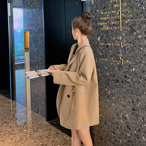 休闲西装外套韩版高级感女早秋2025新款高级感宽松显瘦小西服上衣,黑色平底单鞋搭配什么衣服好看图片