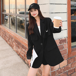 黑色西装外套女小众设计感小个子春秋2025年新款高级感炸街小西服图片