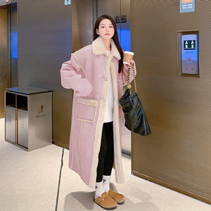 现货M358P185K278 2024冬装羊羔毛外套中长款大衣图片