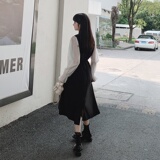 现货M157P115K1682024春秋装新款假两件拼接撞色连衣裙，女装连衣裙，浙宝088