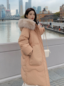 现货M360P425K588羽绒服90真毛领 2024冬装连帽长款外套图片