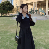 出货M387P120K1782024春秋装新款假两件撞色连衣裙，女装连衣裙，浙宝088