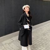 现货M220P275K4182022牛角扣双面毛呢外套中长款大衣2色，女装毛呢外套，浙宝088
