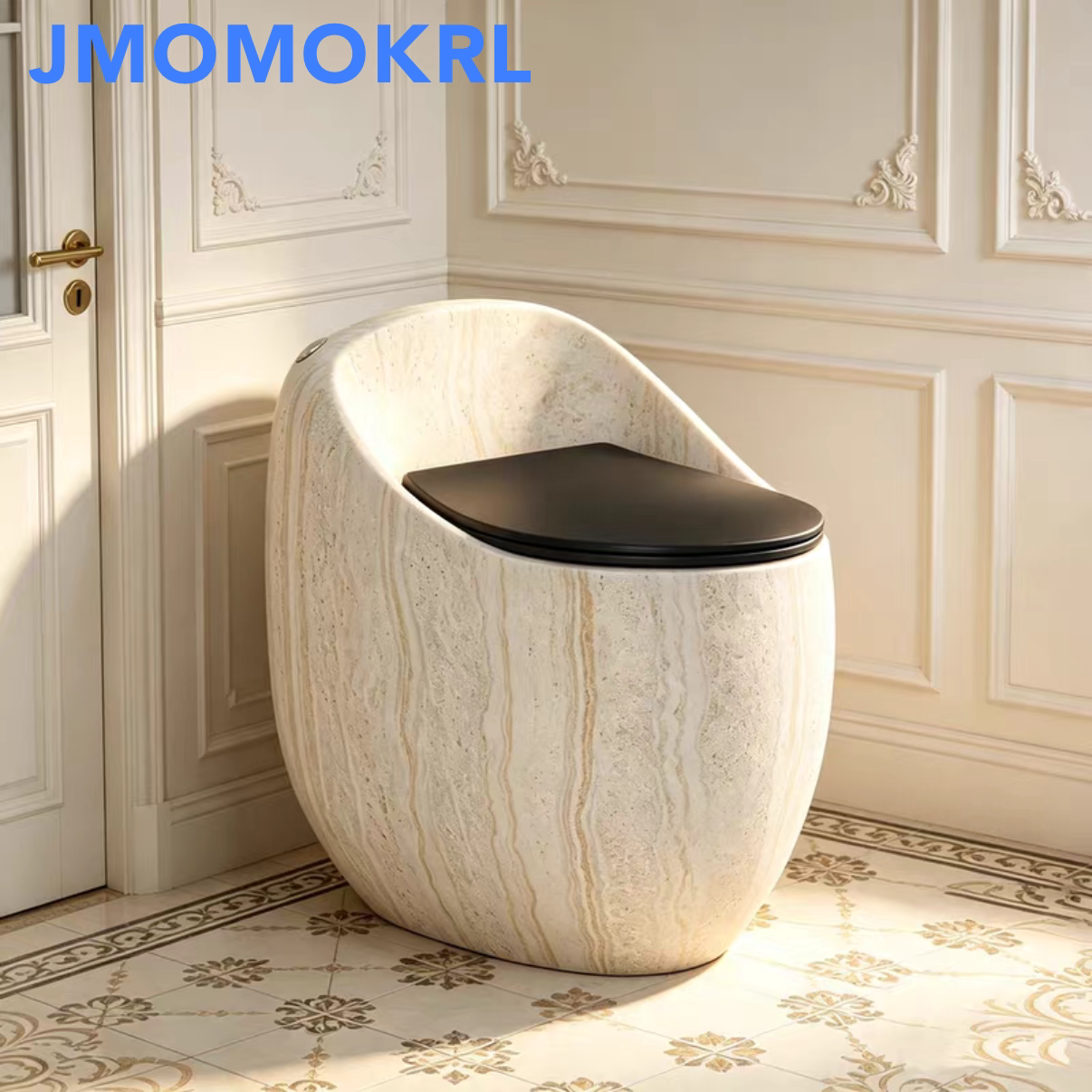 德国彩色JMOMOKRL石纹普通马桶虹吸式大管道小户型家用蛋形坐便器