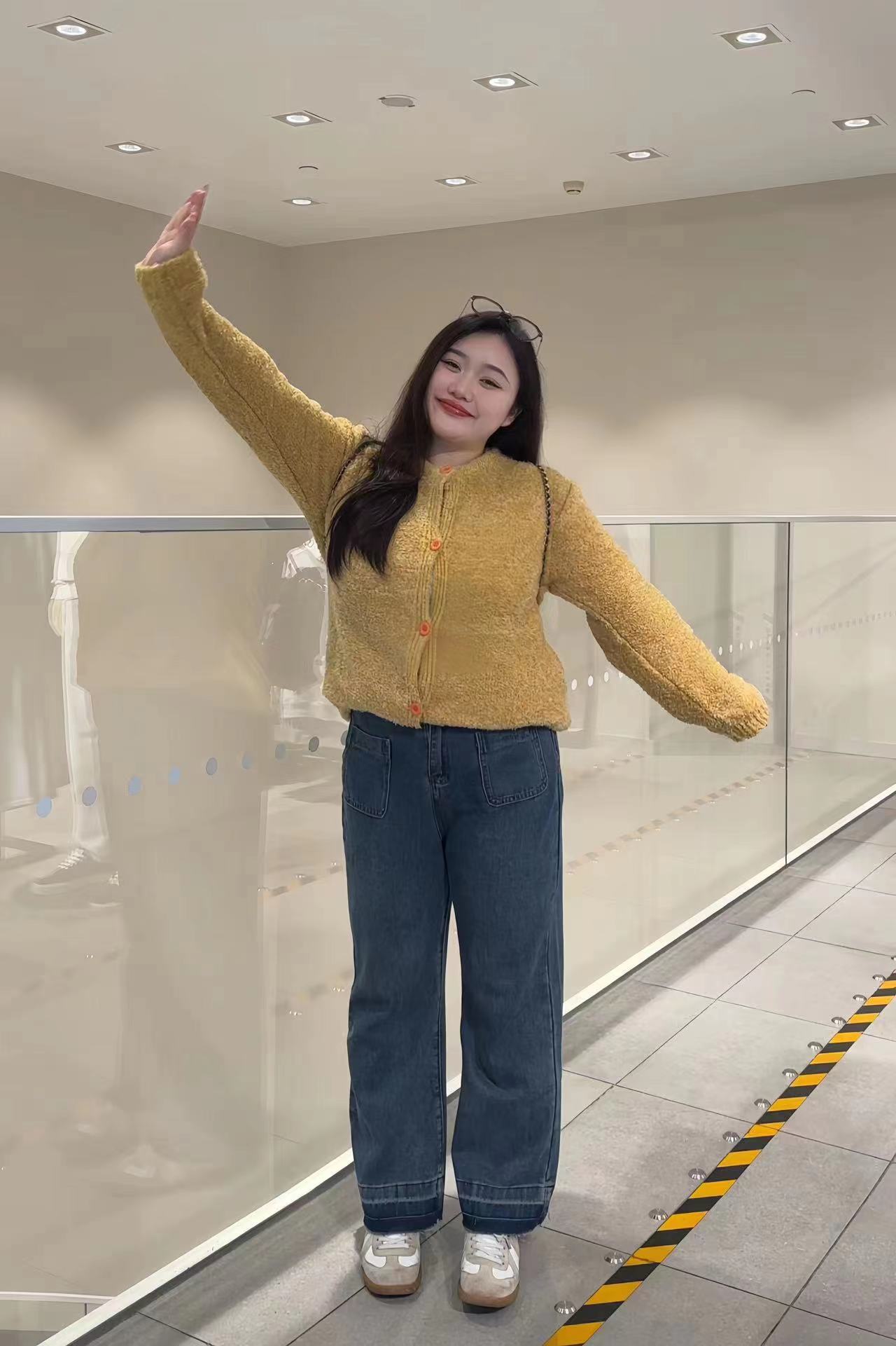 抗皱阔退裤毛边多口待