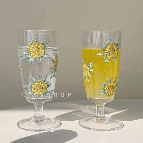 水晶玻璃花卉手工吹制复古玻璃杯