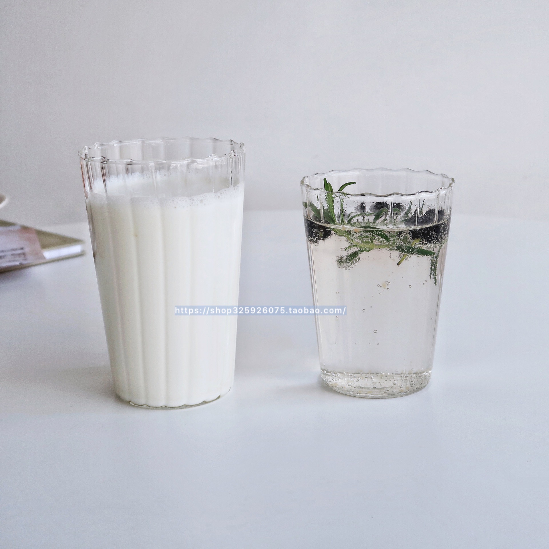 日式玻璃杯牛奶耐热高硼硅波浪纹