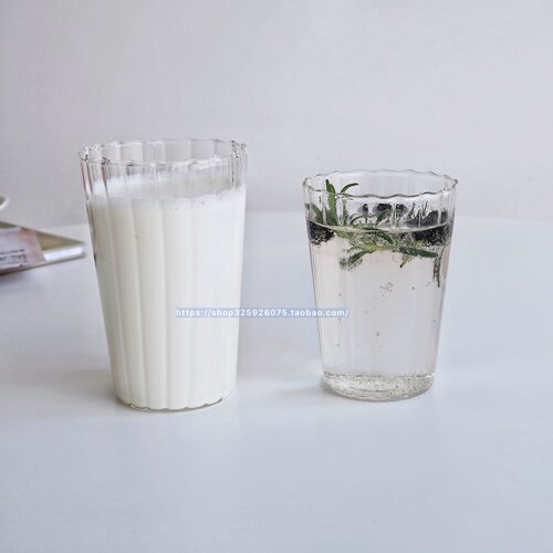 日式玻璃杯牛奶耐热高硼硅波浪纹