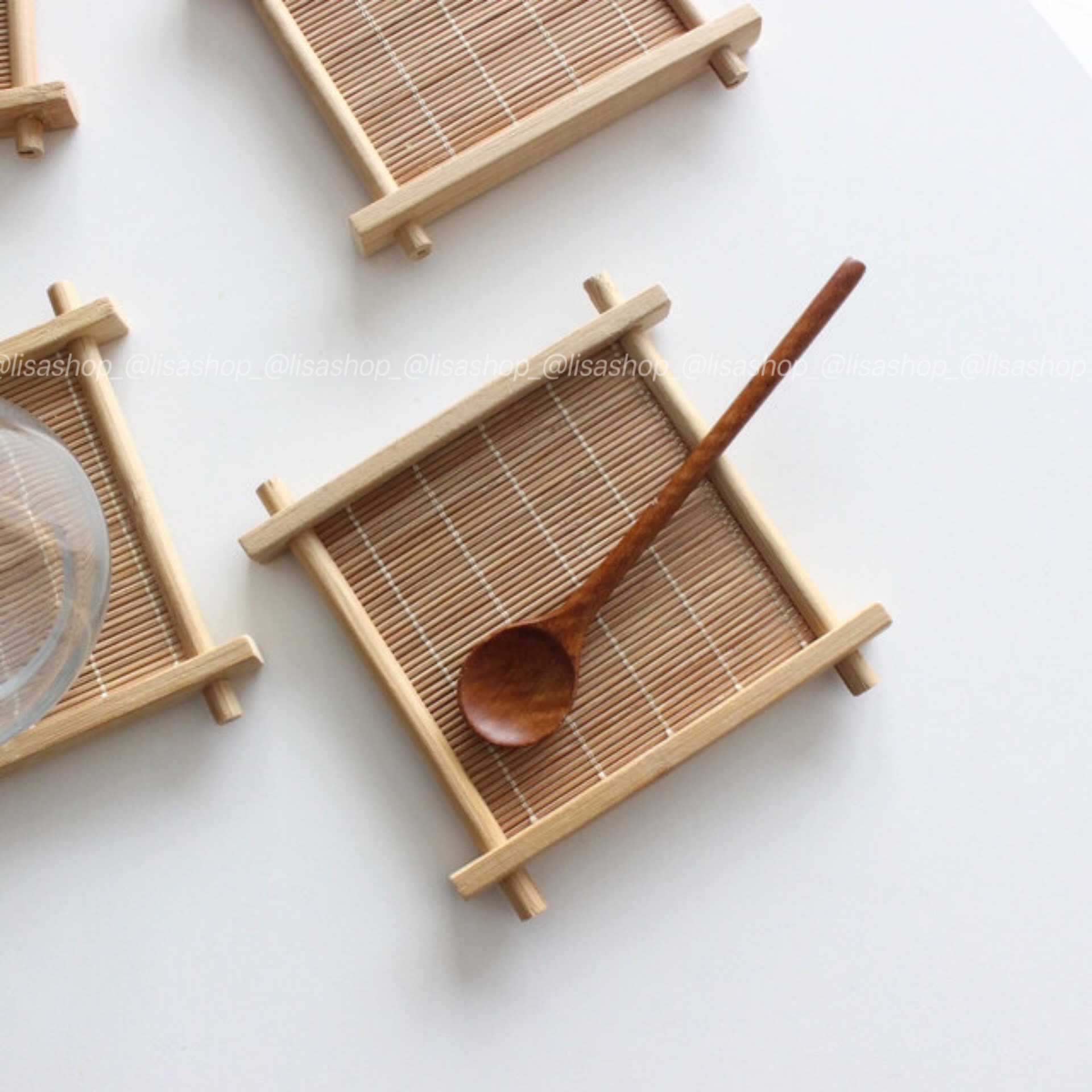 lisashop竹制茶杯垫井字杯垫日式