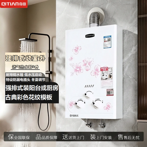 奇田JSQ12-B6升燃气热水器液化气强排式天然气煤气热水器铜水箱