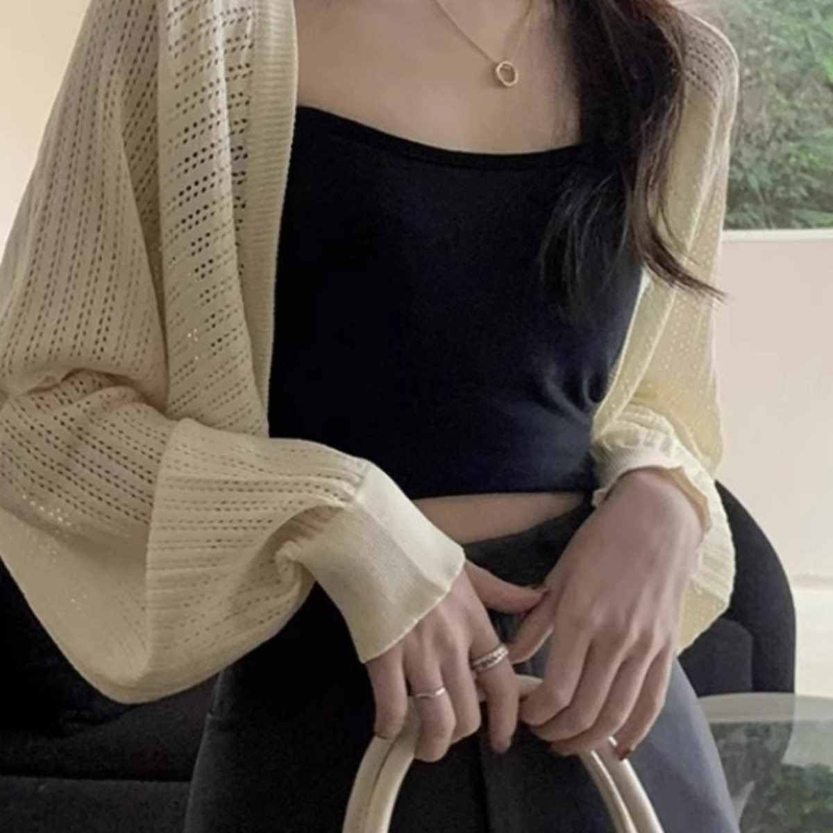 披肩开衫女夏季薄款镂空坎肩针织衫上衣配吊带连衣裙外搭罩衫