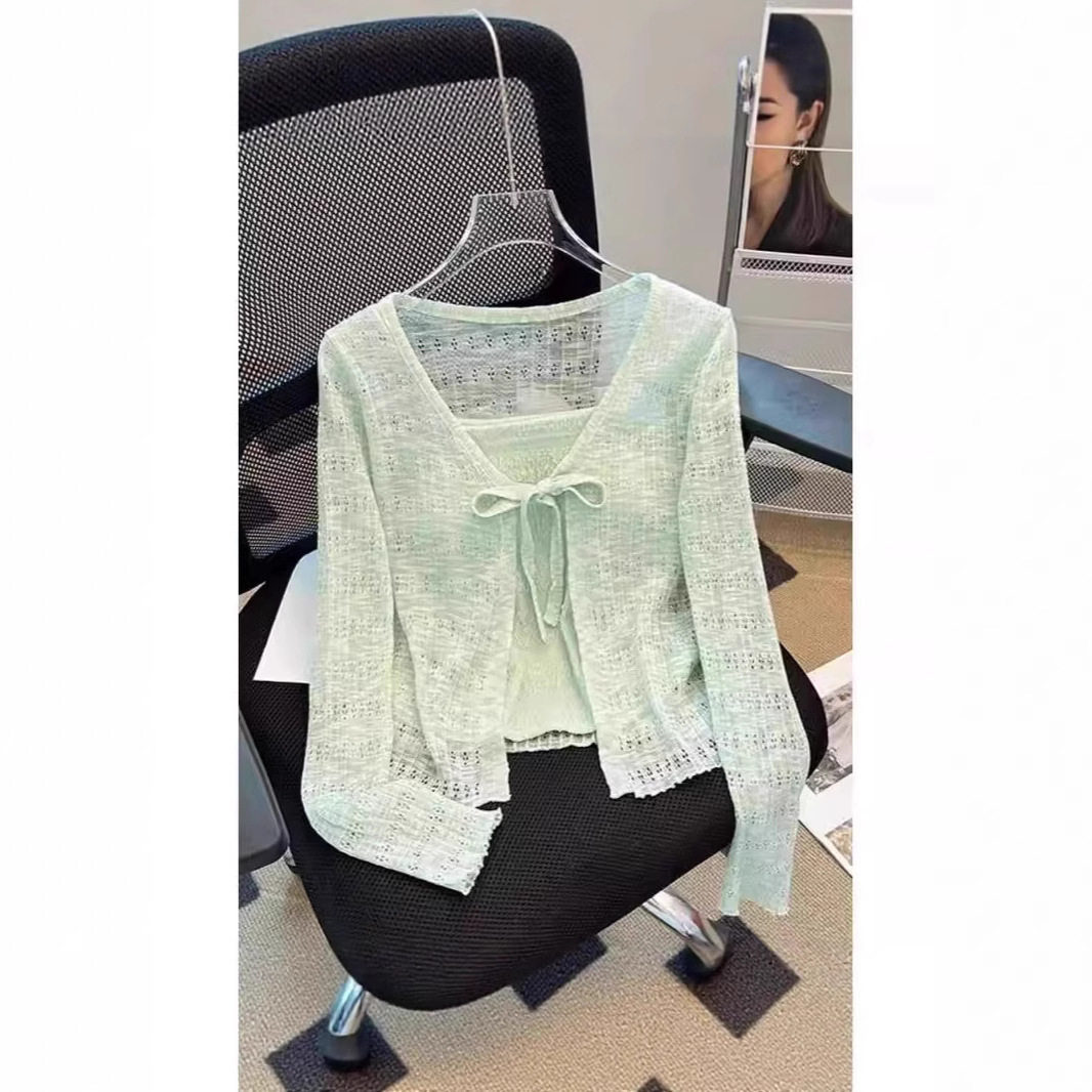 夏日漂亮配吊带防晒开衫外套女2025新款柠檬海盐穿搭独特绝美上衣