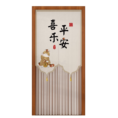 新中式门帘夏季防蚊卧室卫生间遮挡隐私帘家用免打孔布艺蕾丝长帘