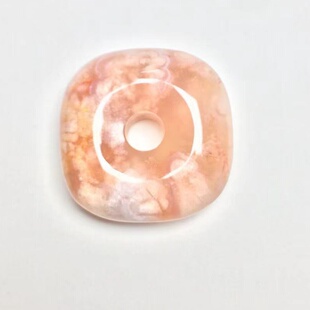 樱花玛瑙平安扣 agate 项坠 吊坠 天然水晶 玉化阿拉善  蛋白石