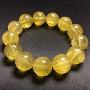 黄萤石手串 (fluorite) 拉丝圆珠 天然矿石 水晶 暖宫石手链