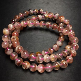 天然水晶 红塔山红幽灵手串 草莓奶盖手链 金字塔 异象水晶 多圈