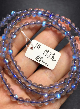 拉长石手串天然水晶蓝光灰月光