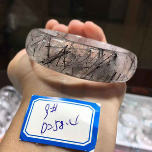 天然水晶 黑发晶手镯 圈口54~59 原石加工 一物一图 根据编号发货