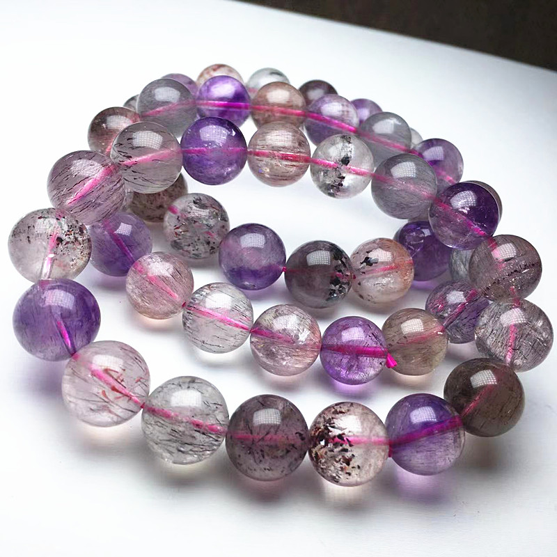 【super seven】超七手链 天然骨干水晶 云母 一物一图 紫晶 多色