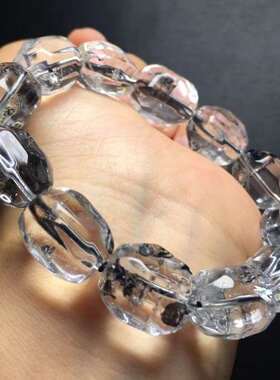 闪灵钻手链 Herkimer Diamond 赫尔基蒙 天然水晶 幸运石 黑油