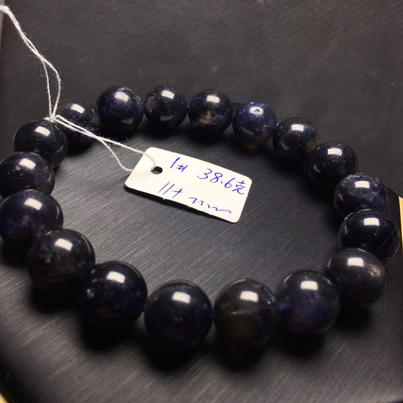 黑云母堇青石手链cordierite二色石lolite水蓝宝石 特惠 天然水晶