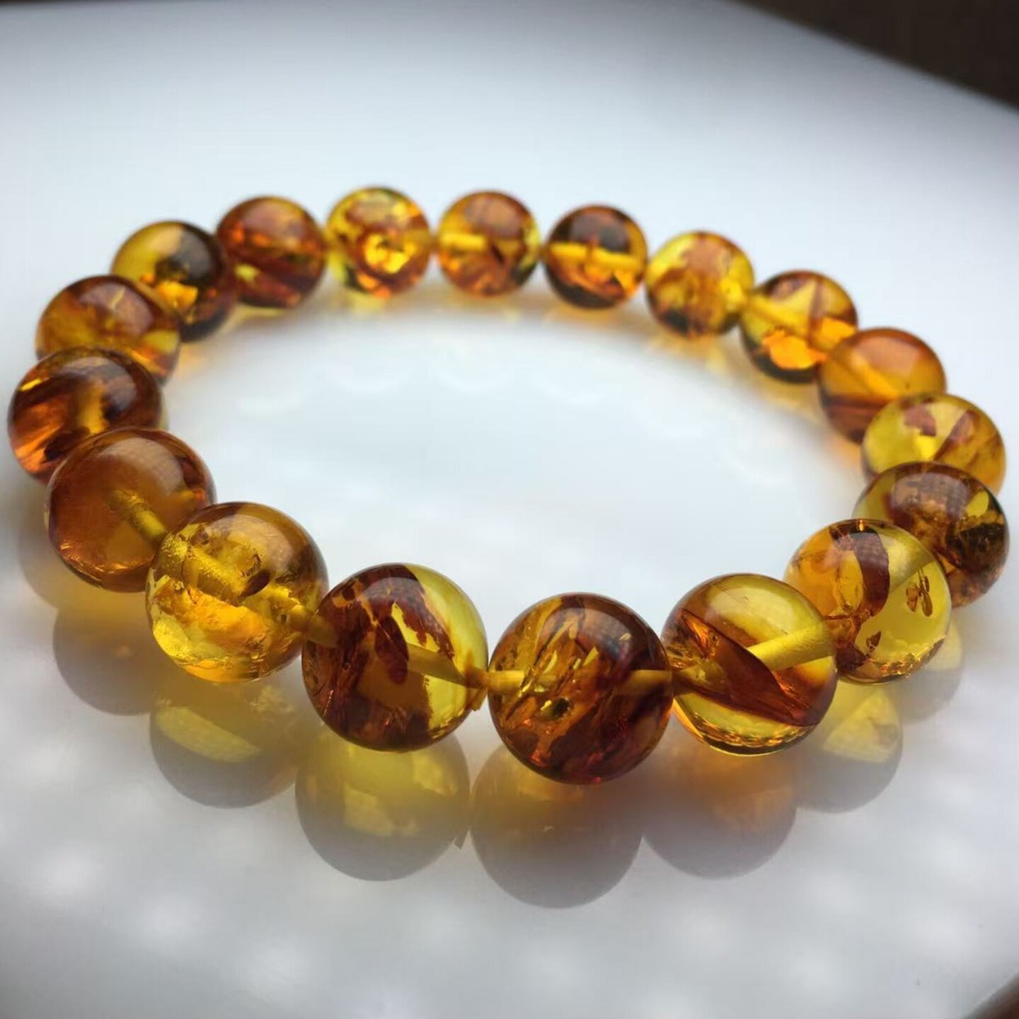天然花珀琥珀手串Amber圆珠