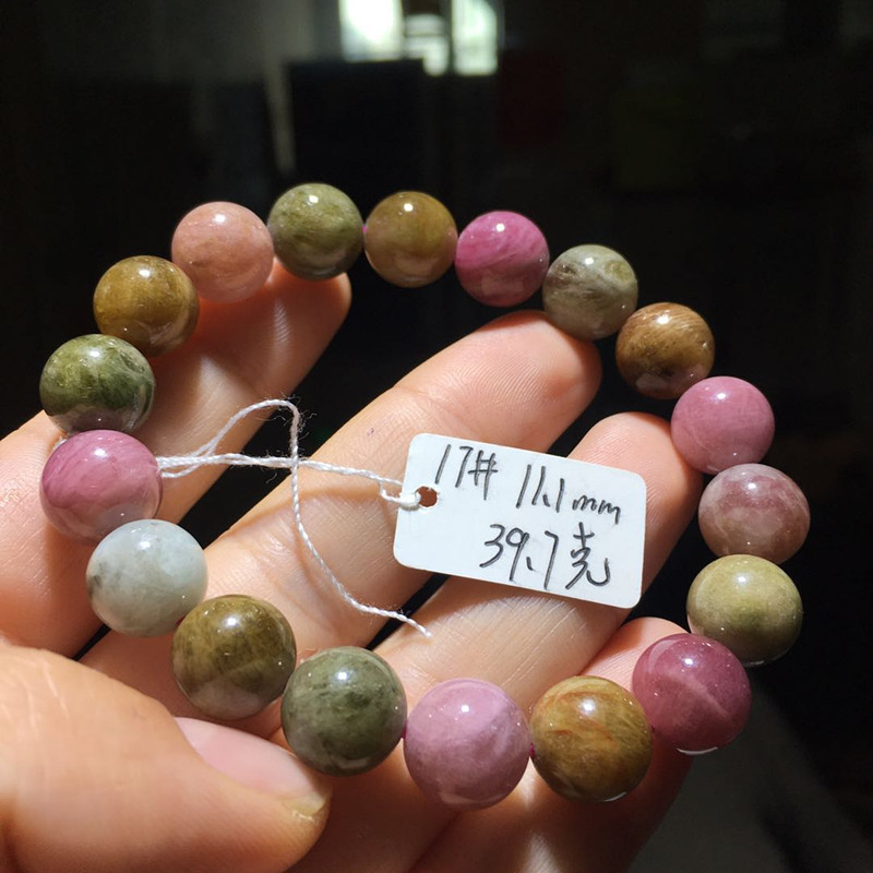 天然水晶 碧玺手链 tourmaline 旺夫石 民族风 礼物 电气石手串