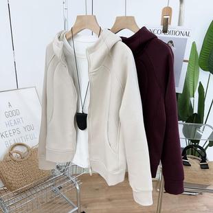 连帽加绒外套女春秋冬高级感2026新款修身小个子短款拉链卫衣开衫