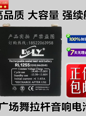RELY蓄电池 RL1255 12V5.5AH/20HR 音响 卷帘门 广场舞放歌电池