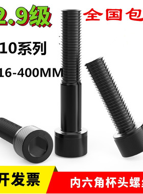 12.9级内六角角螺丝M10x150x160x170x180x190x200圆柱头杯头发黑
