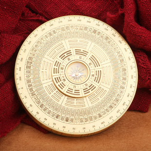纯黄铜指南针风水罗盘指尖陀螺太极八卦周易64卦手把件摆件饰品