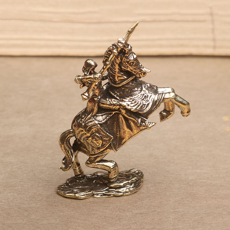 黄铜小摆件桌面手把件骑士
