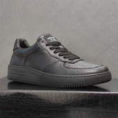 尾货特价 捡漏鞋 百搭纯黑空军板鞋 新款 头层牛皮圆头系带纯色休闲鞋