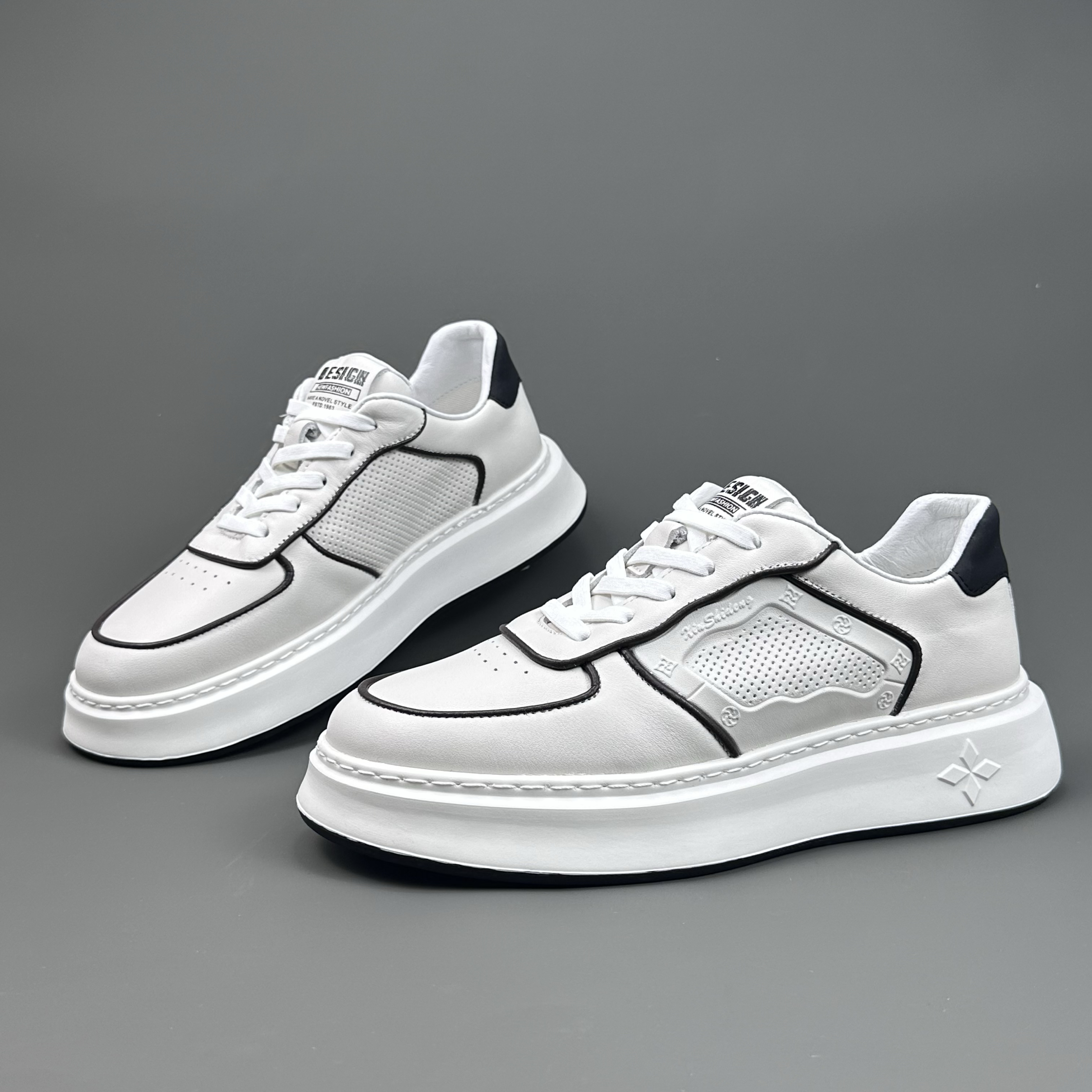 新款尾货断码清仓特价男鞋头层牛皮小白鞋真皮厚底板鞋百搭休闲鞋