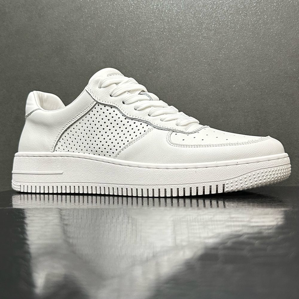 头层牛皮打孔空军板鞋小白鞋男夏季透气运动休闲鞋真皮镂空男鞋子