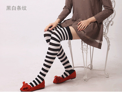 春秋全棉海军风条纹儿童过膝袜