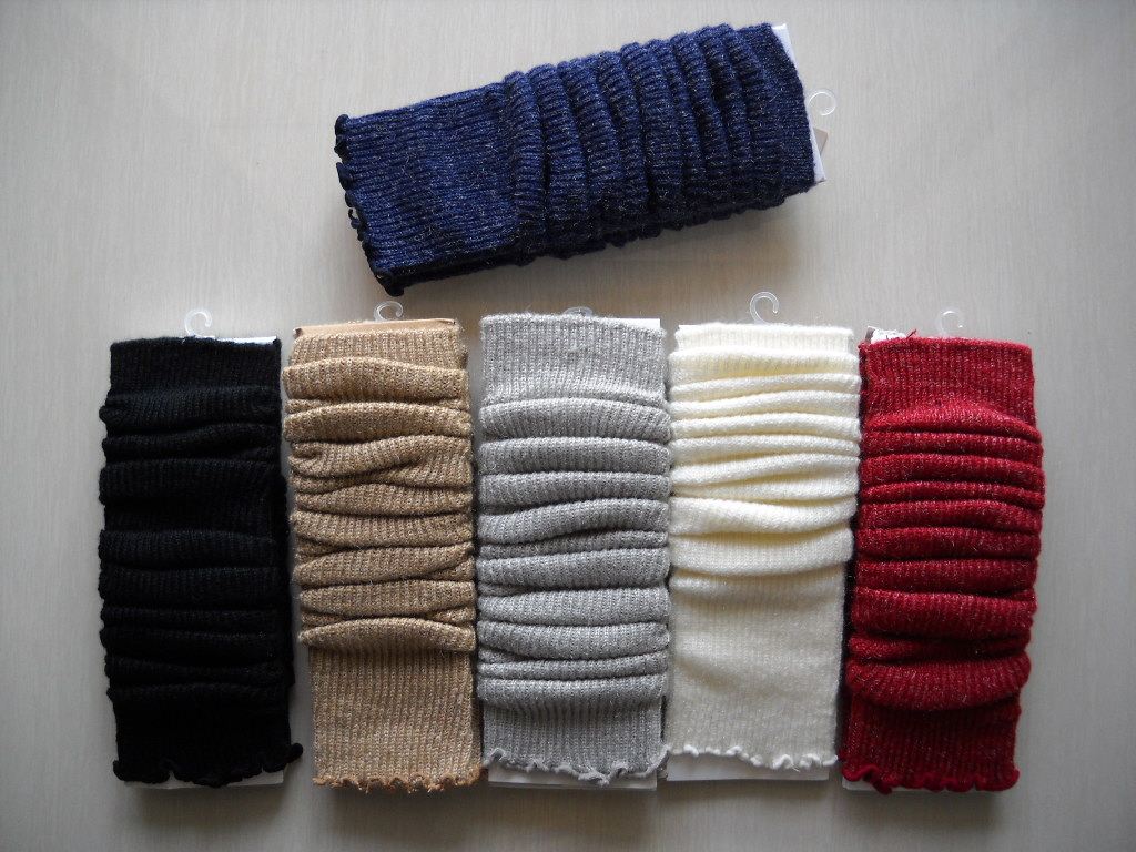 秋冬儿童羊毛护膝中大童针织纯色堆堆袜套男童女童护腿靴套竖纹黑