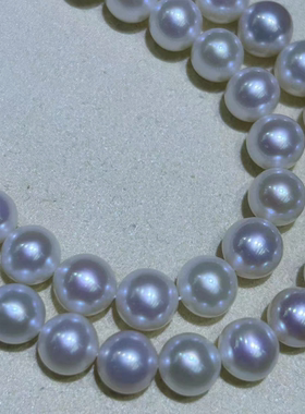 天然淡水极光珍珠项链近圆微瑕淡水akoya珍珠女友妈妈婆婆礼物