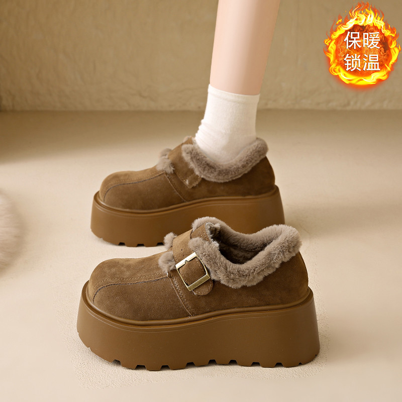 勃肯鞋厚底增高8CM女2025冬季爆款加绒加厚保暖低帮雪地靴女