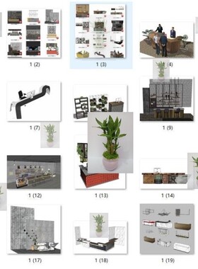 办公室酒店宾馆餐厅民宿会所接待咨询前台收银吧台SU模型sketchup