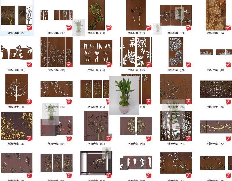 SU现代锈板墙景观模型雕花 镂空景墙  特色锈板 Sketchup草图大师,商务/设计服务,设计素材/源文件,淘宝优惠券,粉丝福利购,淘宝优惠卷