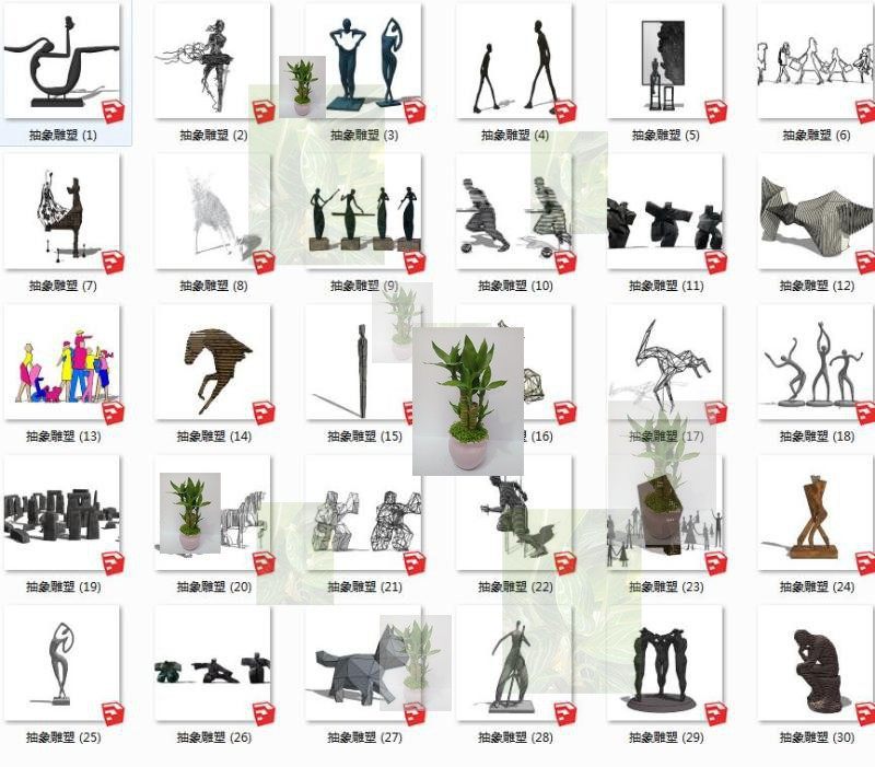 现代异形抽象创意艺术雕塑sketchup素材库SU景观模型商业街广场